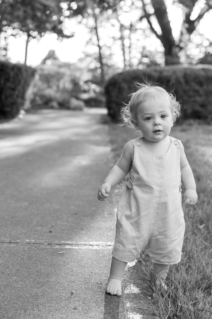 little toddler boy walking at Ault Park during photoshoot at Ault Park